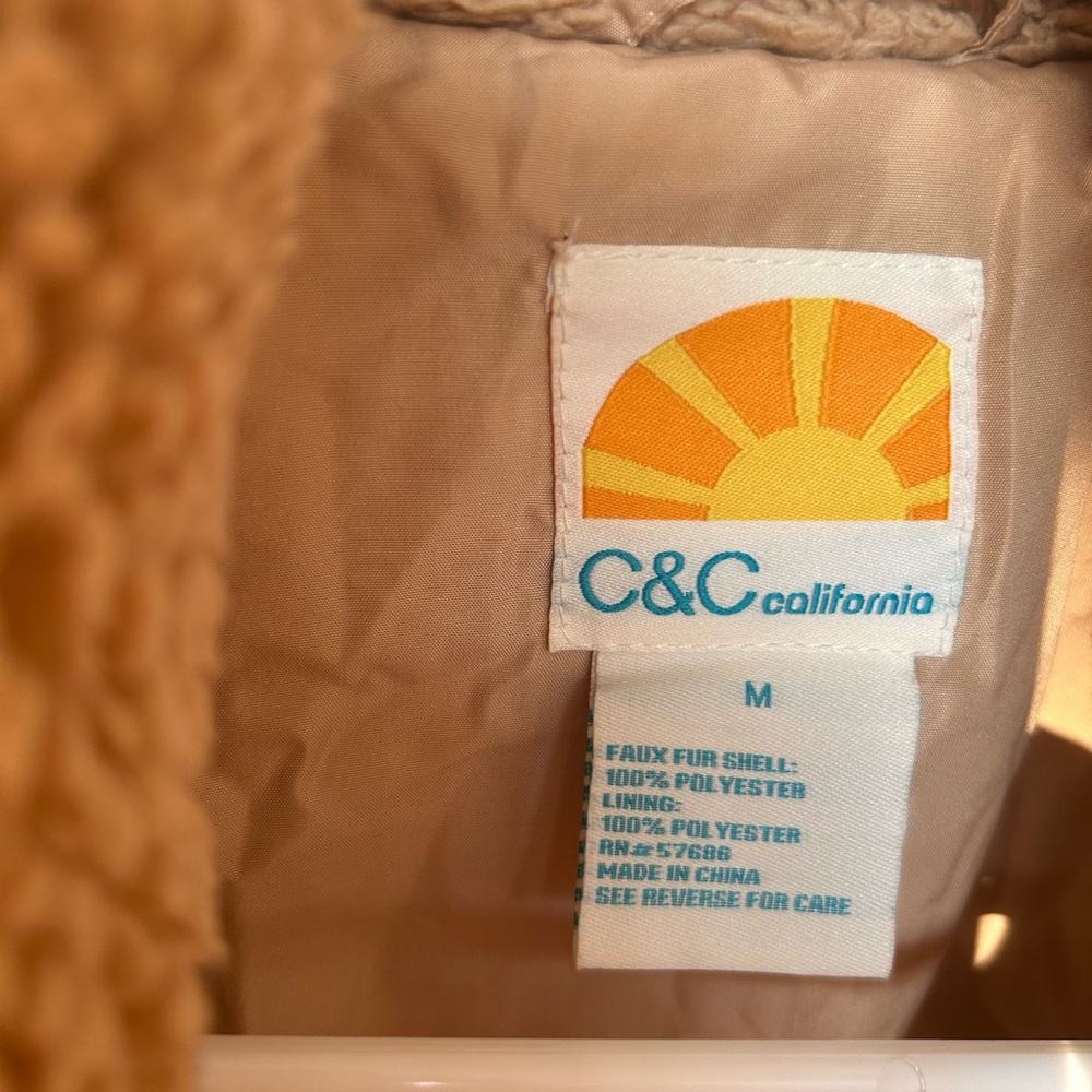 C&C California Warm Tan Teddy Jacket - Picture 3 of 3